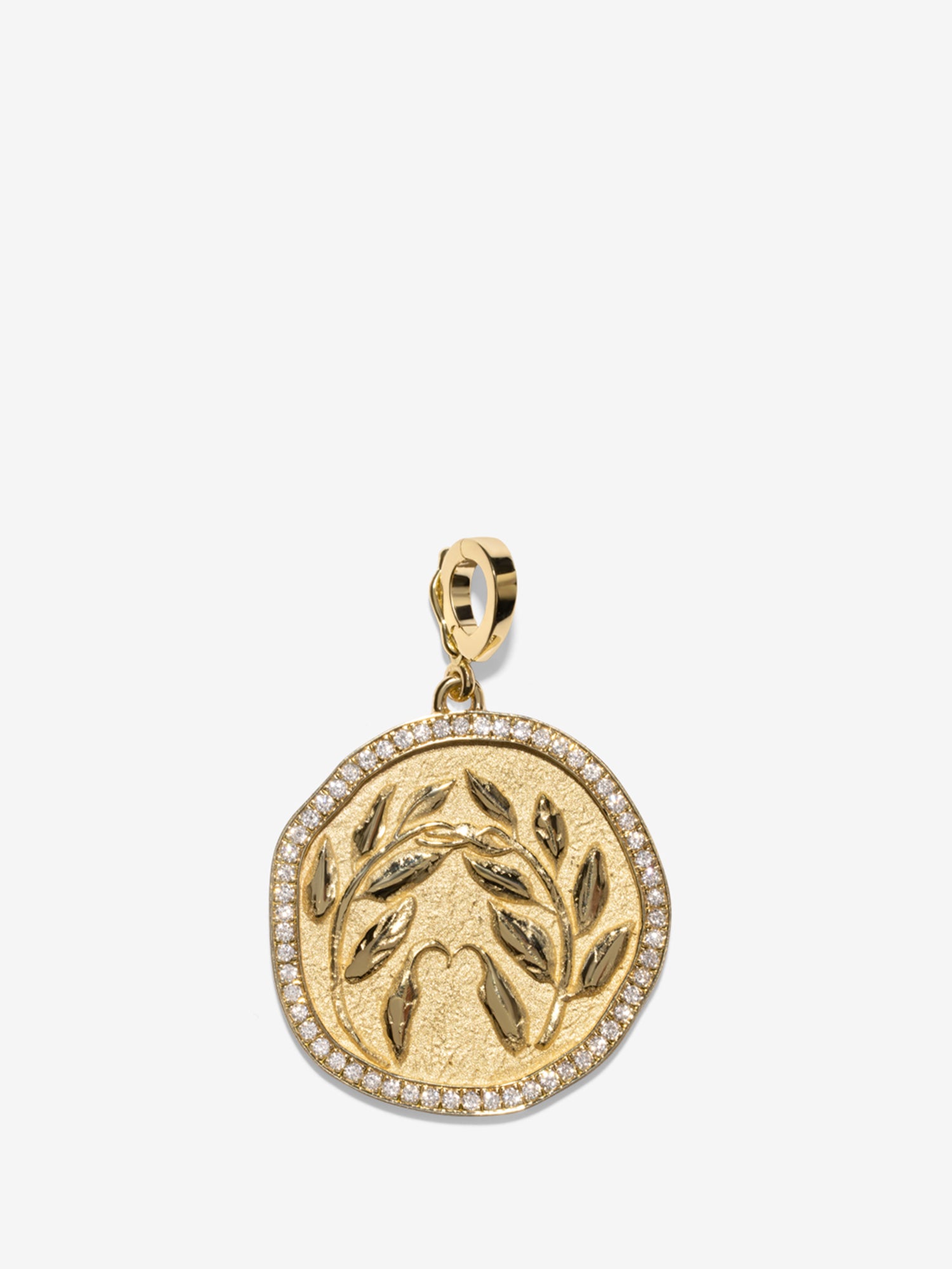 Olive Branch Large Pave Coin – AZLEE Jewelry