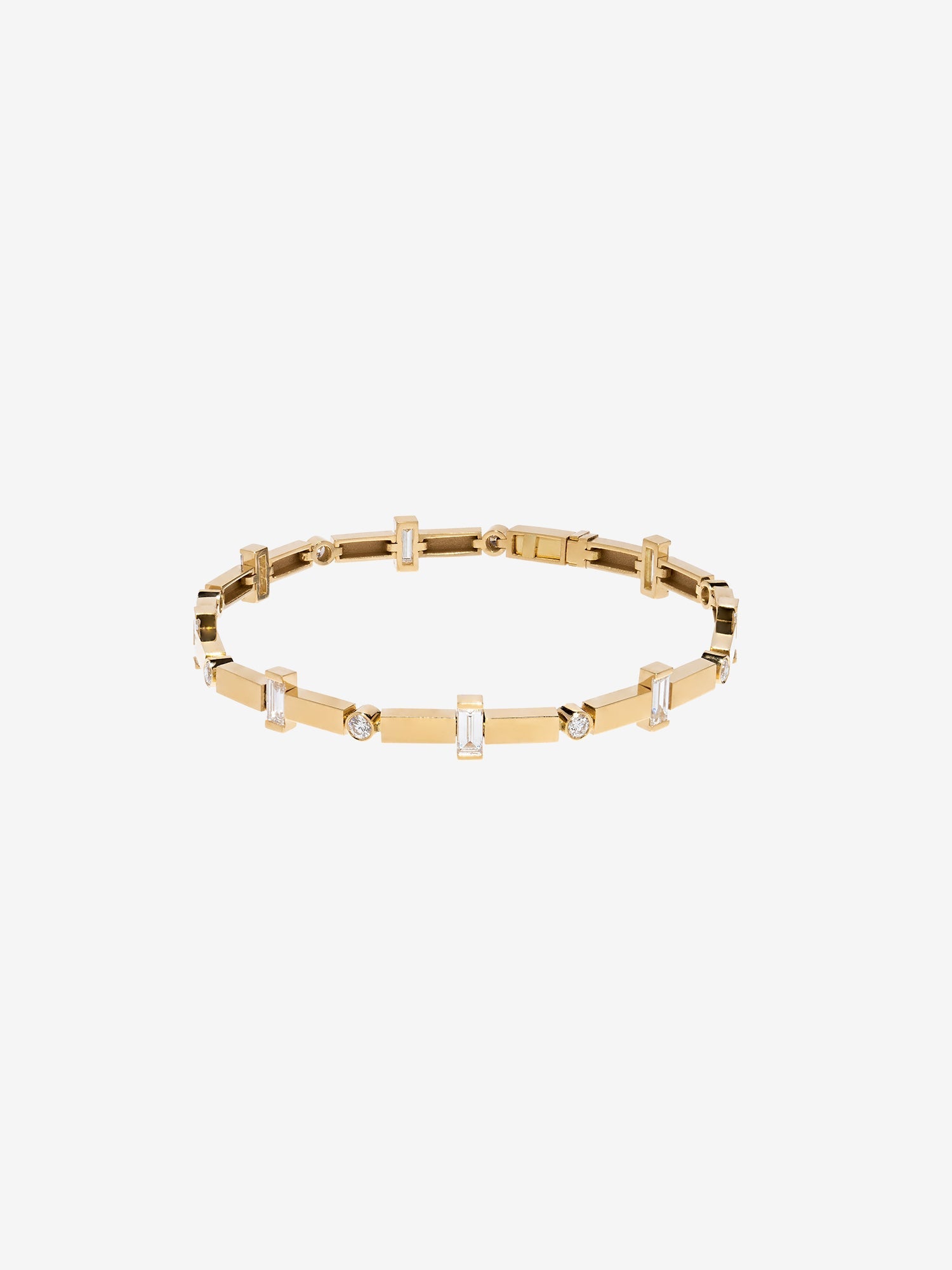 Scattered Gold Bar and Baguette Diamond Tennis Bracelet – AZLEE
