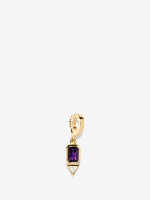 Amethyst and Trillion Small Diamond Charm, February