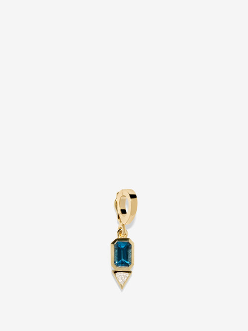 Blue Topaz and Trillion Small Diamond Charm, December