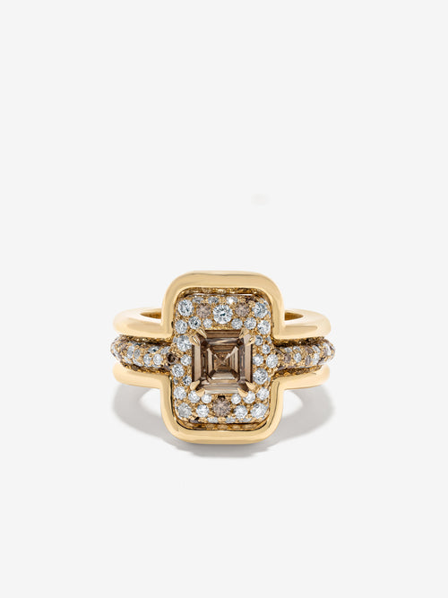 Contour Asscher Champagne Diamond Ring