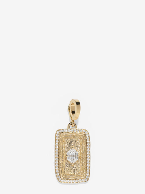 Elongated Hexagon Medium Pave Diamond Relic Coin