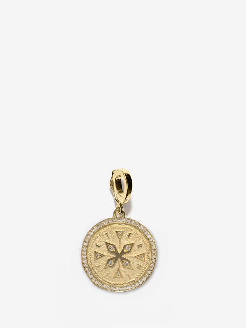 Compass Small Pave Coin Charm