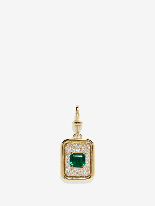 Contour Asscher Emerald & Diamond Charm | One of a Kind