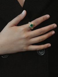 Contour Round Emerald & Scattered Diamond Ring | One of a Kind view 2