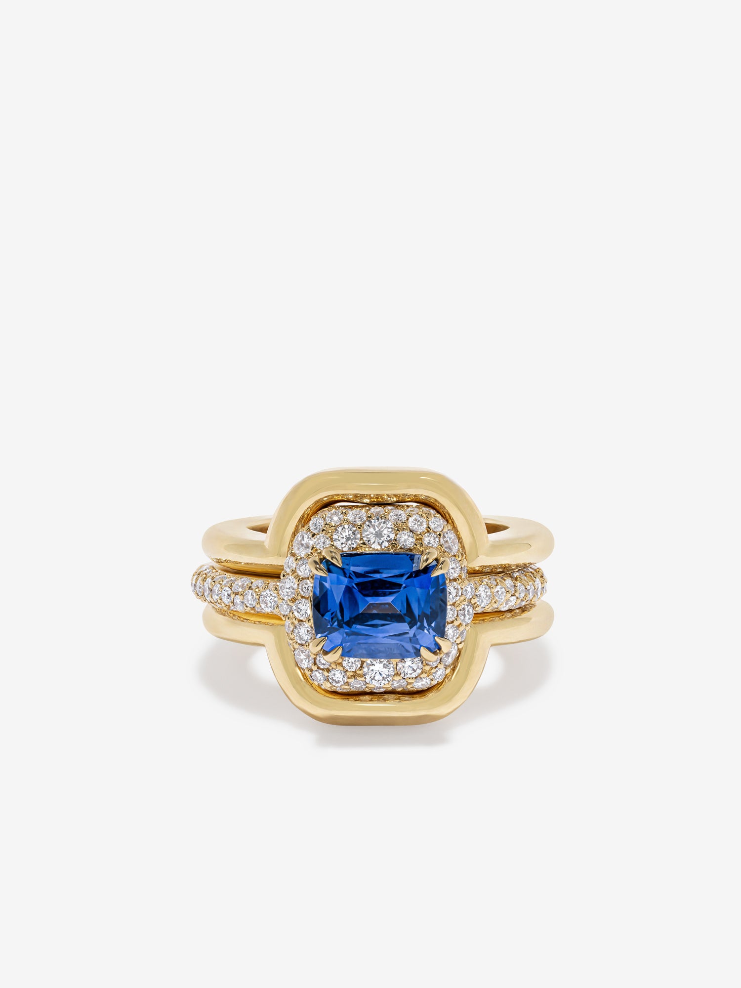 Contour Cushion Sapphire Ring
