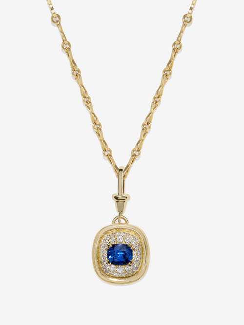 Contour Cushion Sapphire & Diamond Necklace