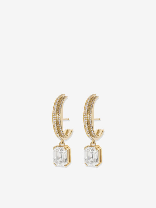 Staircase Emerald-Cut Pave Diamond Cuffed Stud