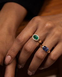 Staircase Emerald & Diamond Floating Ring view 2