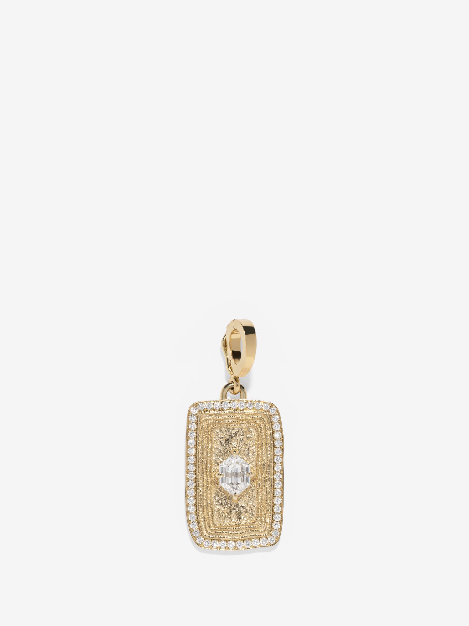 Elongated Hexagon Medium Pave Diamond Relic Coin