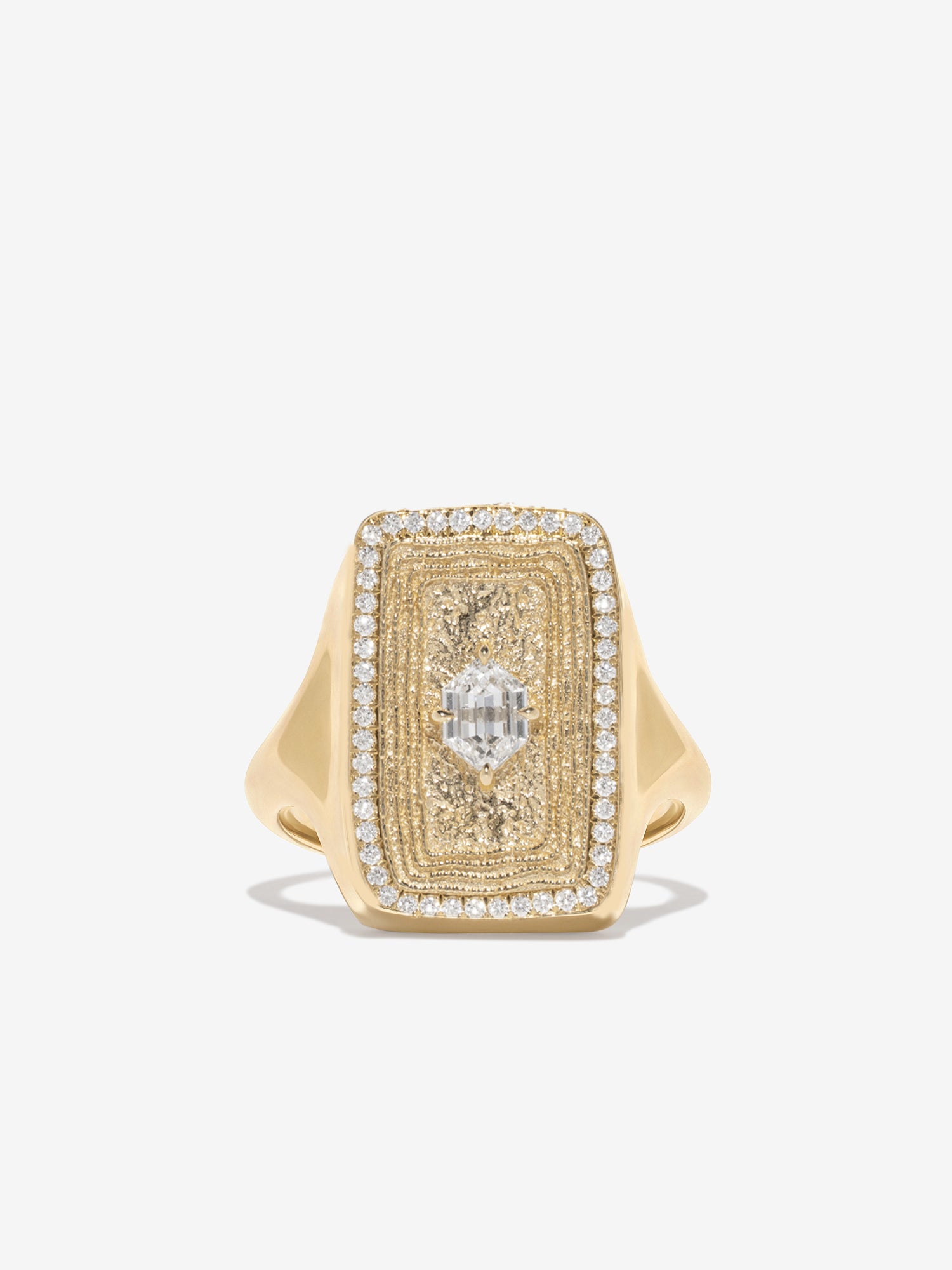 Elongated Hexagon Relic Signet Ring