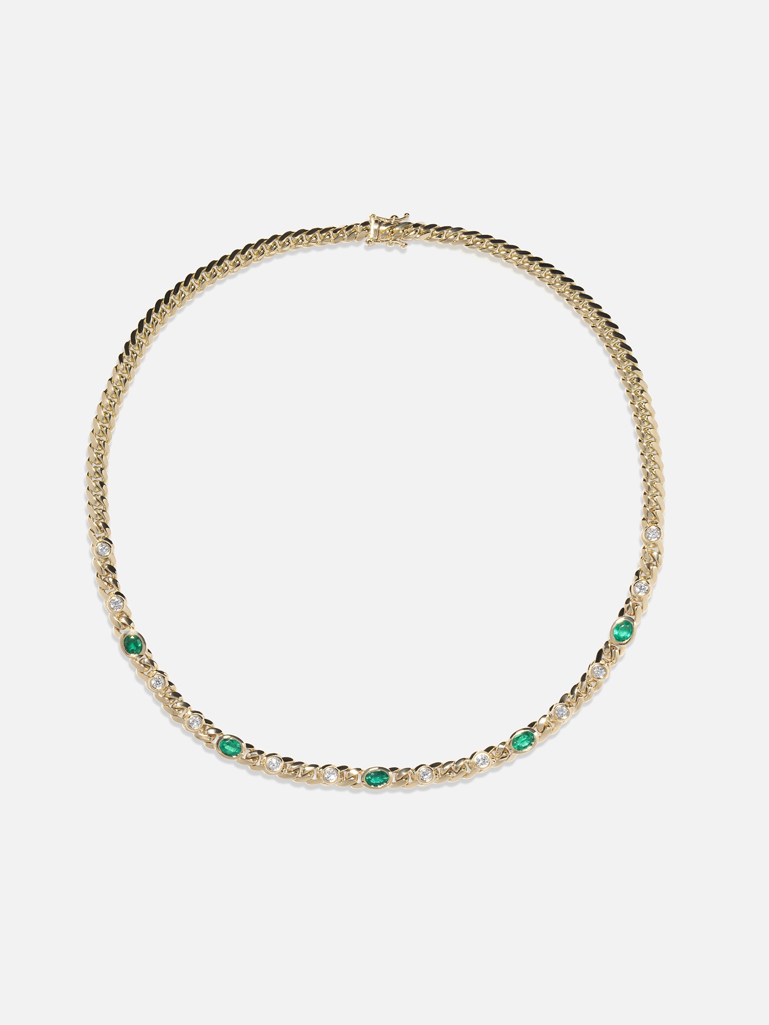 Emerald and Diamond Curb Chain
