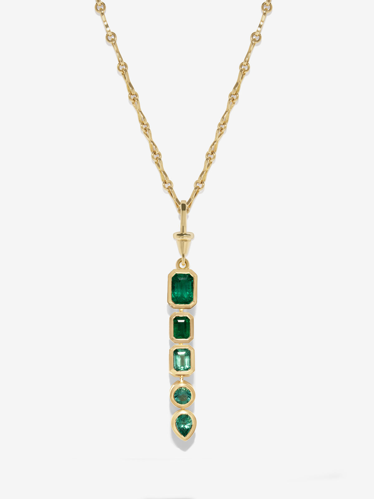 Gradient Emerald Lariat Necklace
