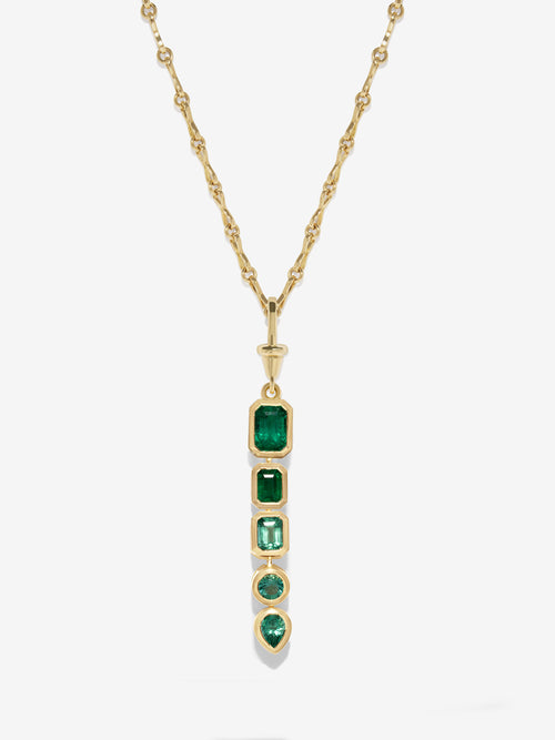 Gradient Emerald Lariat Necklace