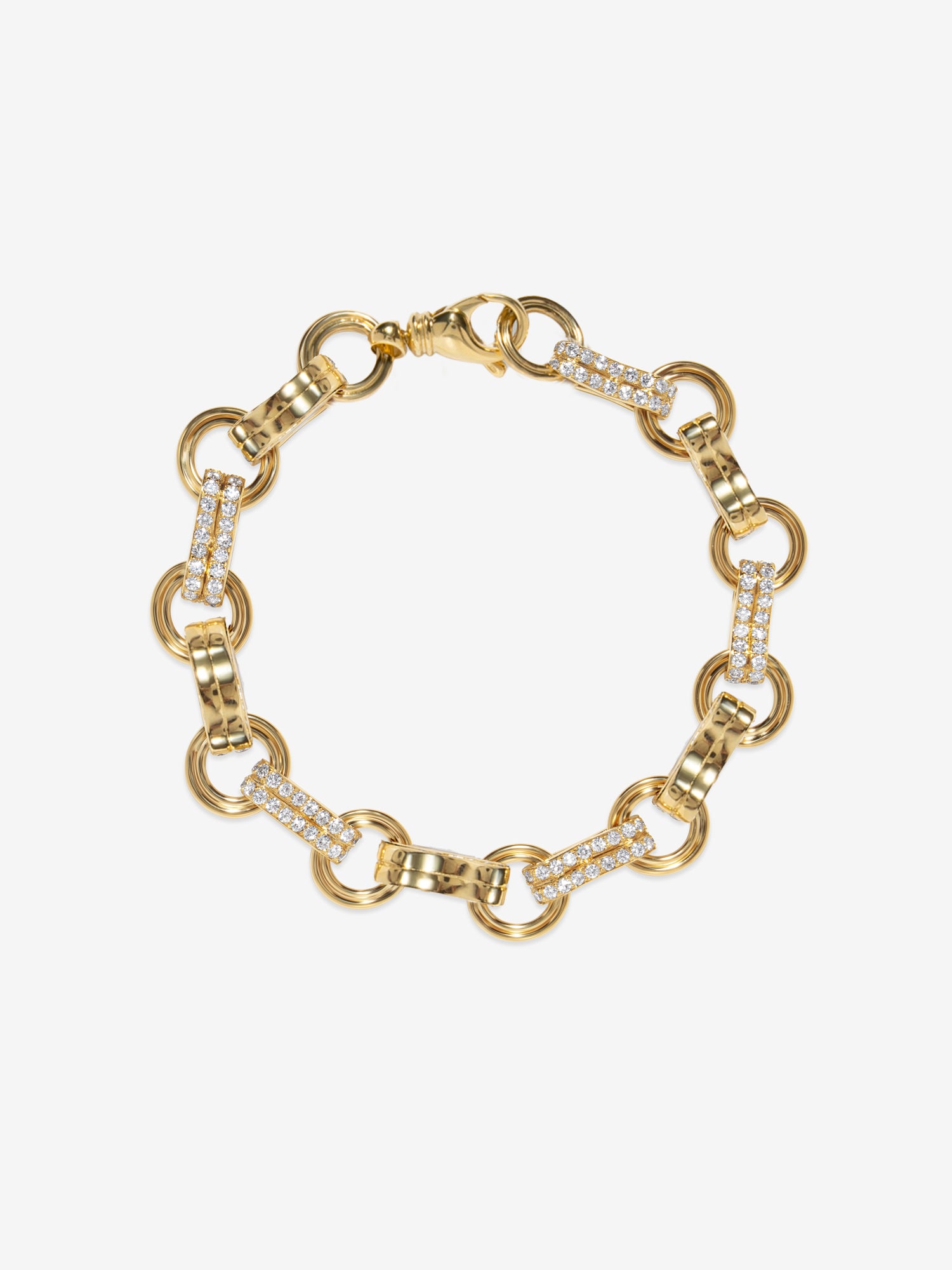 Robust Motif Bracelet with Diamonds, Every other Link