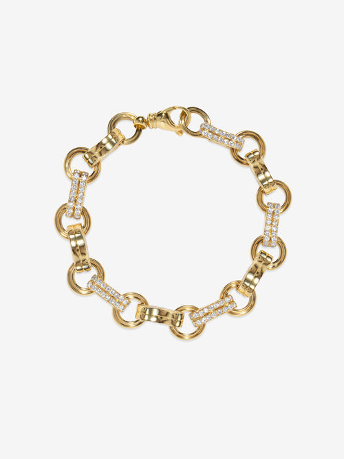 Robust Motif Bracelet with Diamonds, Every other Link