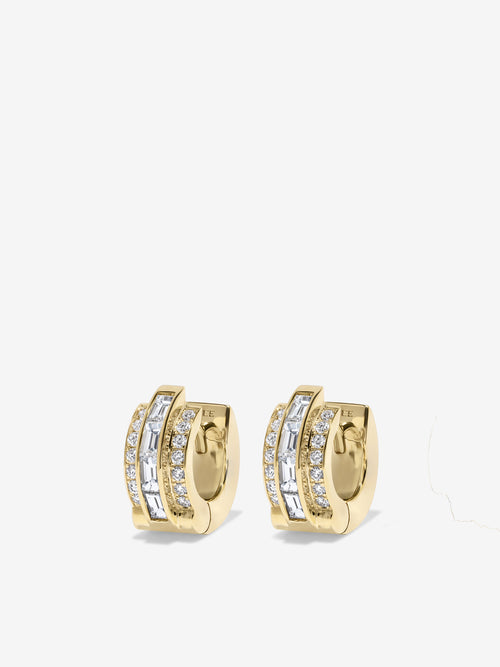 Staircase Pave & Baguette Huggies