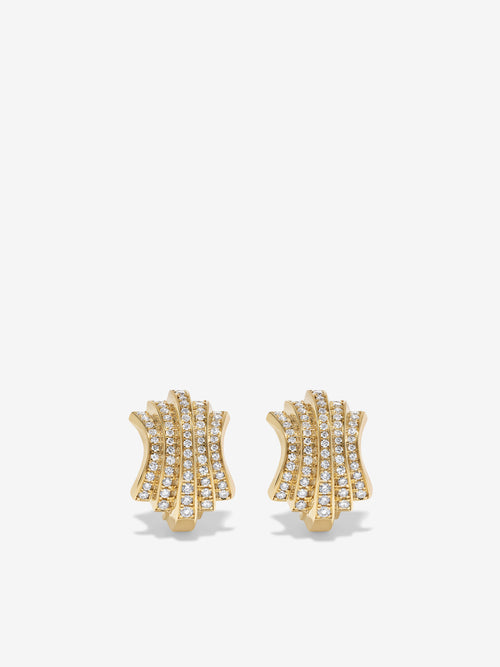 Fluid Staircase Full Diamond Earrings, Large
