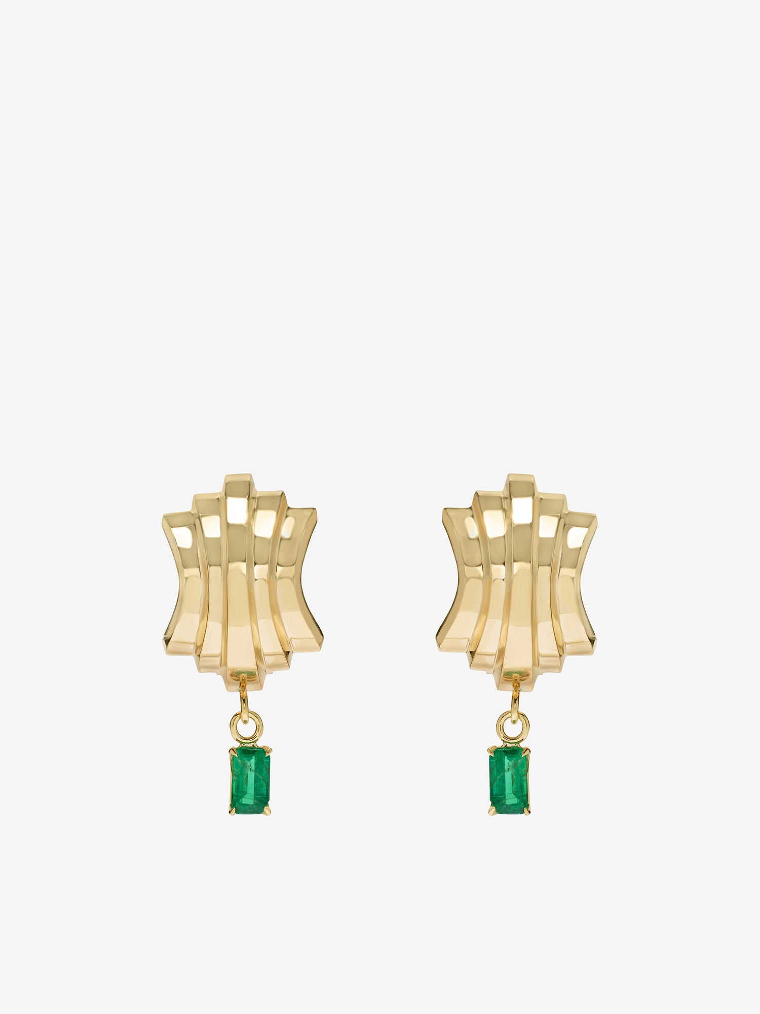 ĀZLEE x Gemfields Fluid Staircase Earrings with Emerald Drops