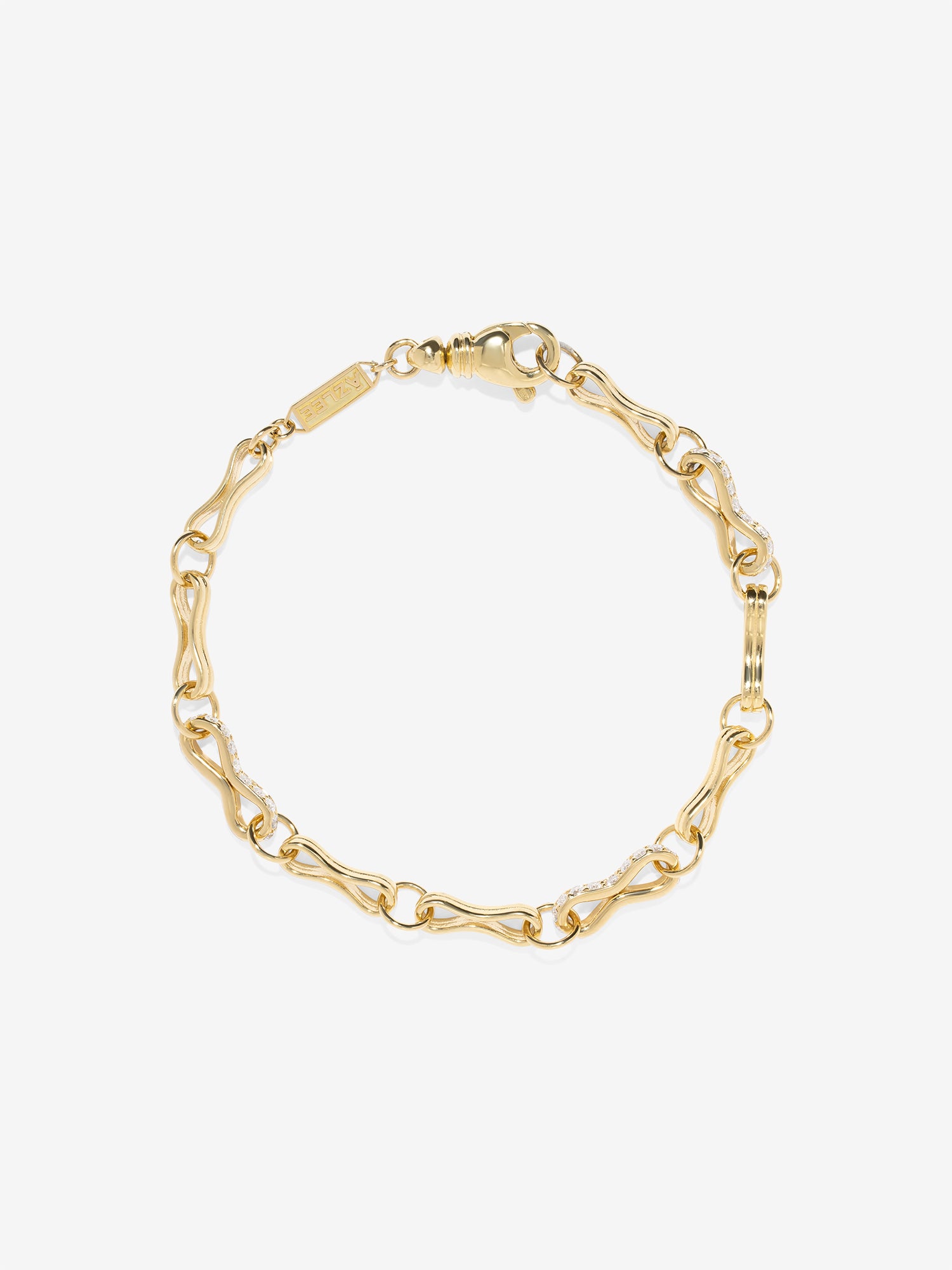 Large Motif Double Link Bracelet with Diamonds