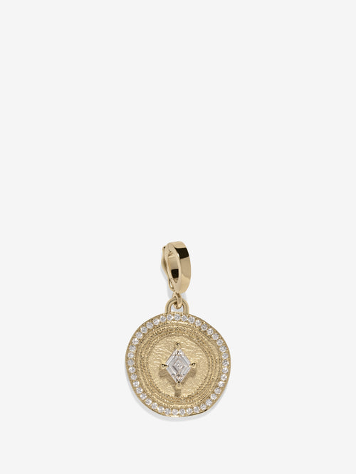 Lozenge Small Pave Diamond Coin