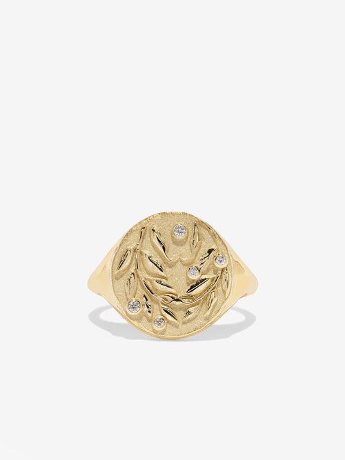 Olive Branch Signet Ring