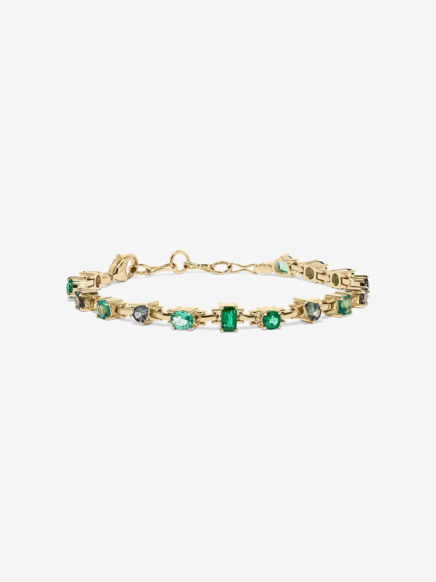Pirouette Gradient Emerald & Sapphire Prong Bracelet | One of a Kind