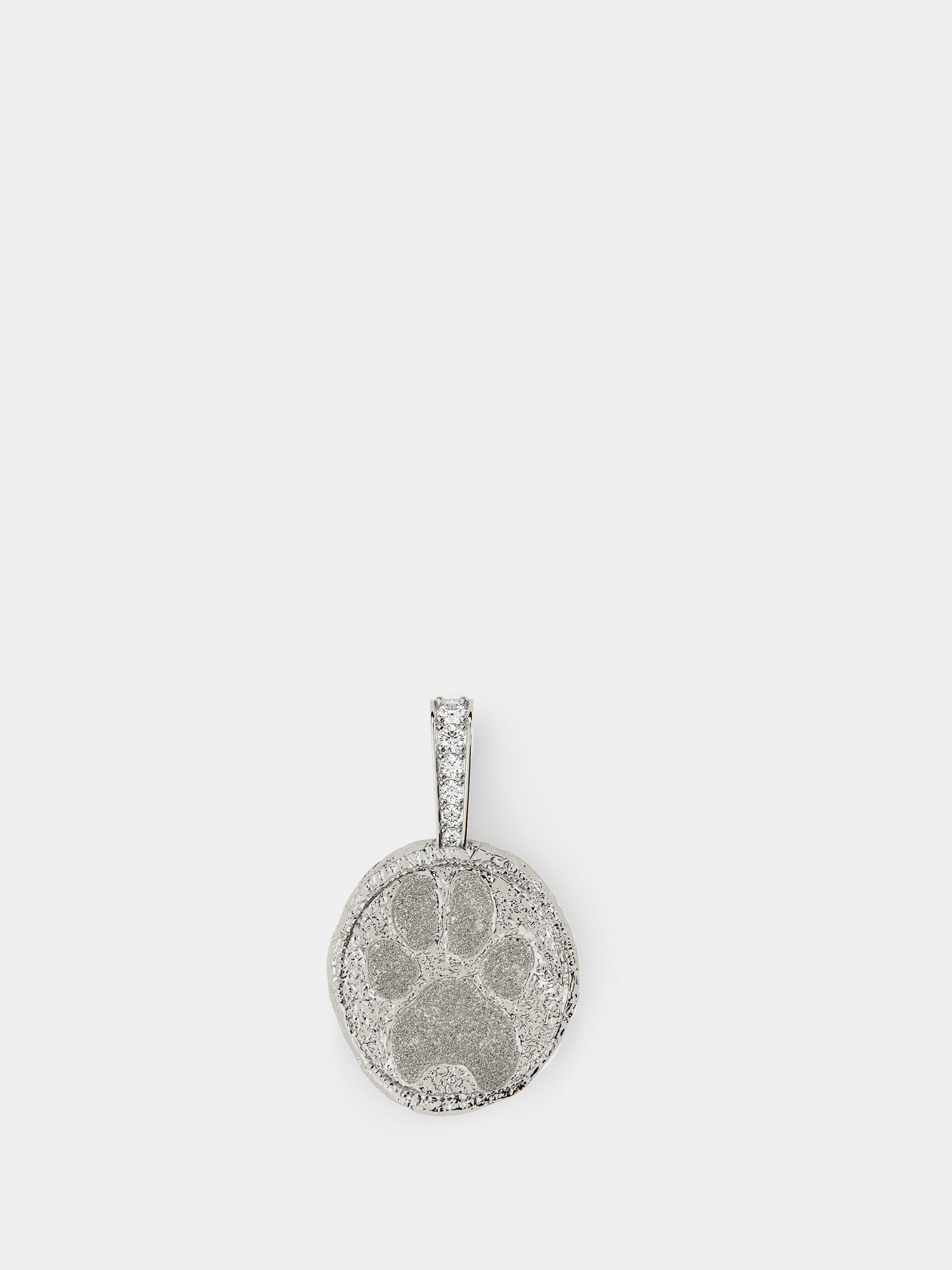 Paw Print Coin in White Gold