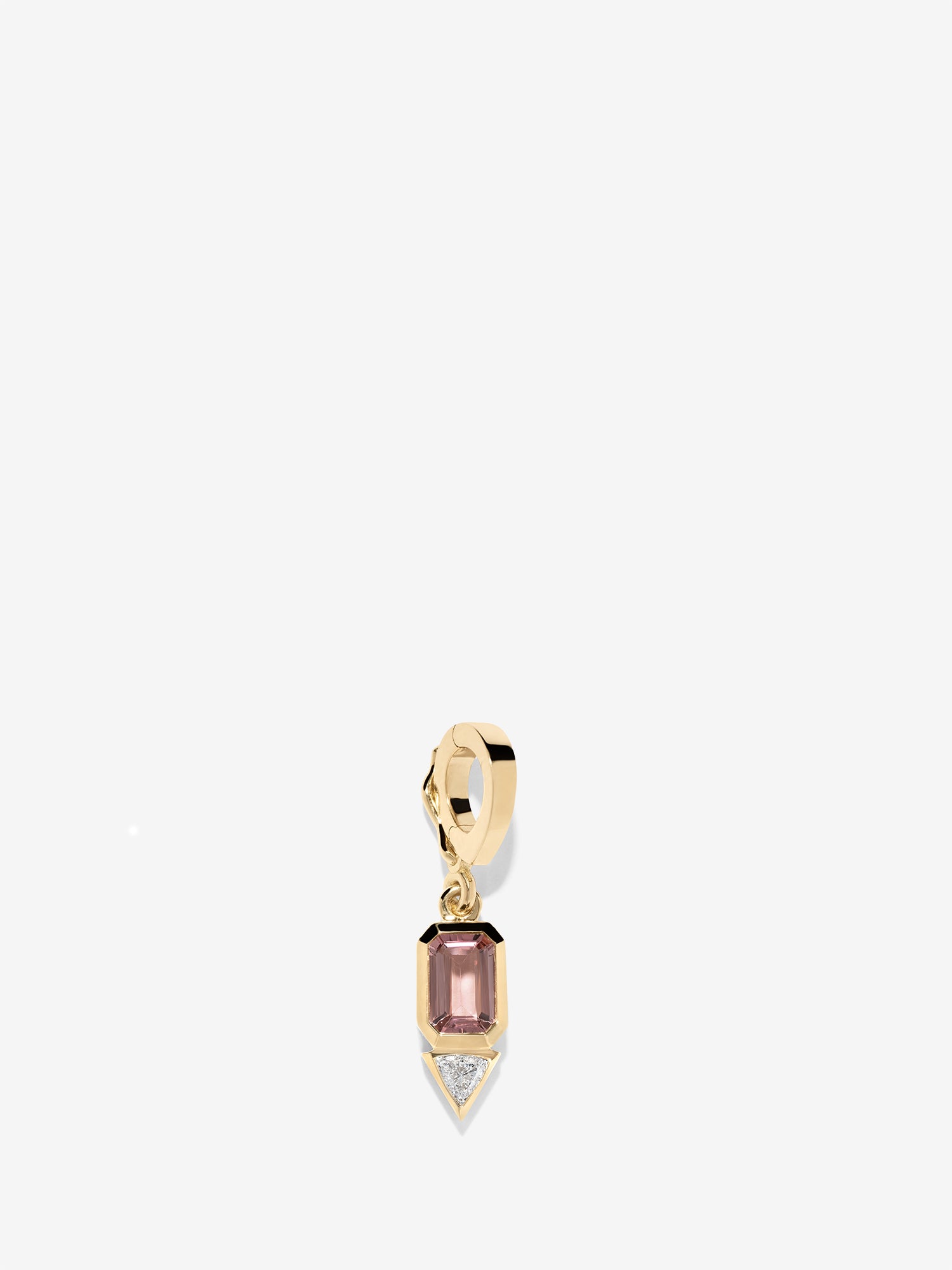 Pink Tourmaline and Trillion Small Diamond Charm, October