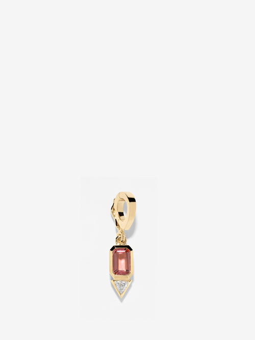 Pink Tourmaline and Trillion Small Diamond Charm, October