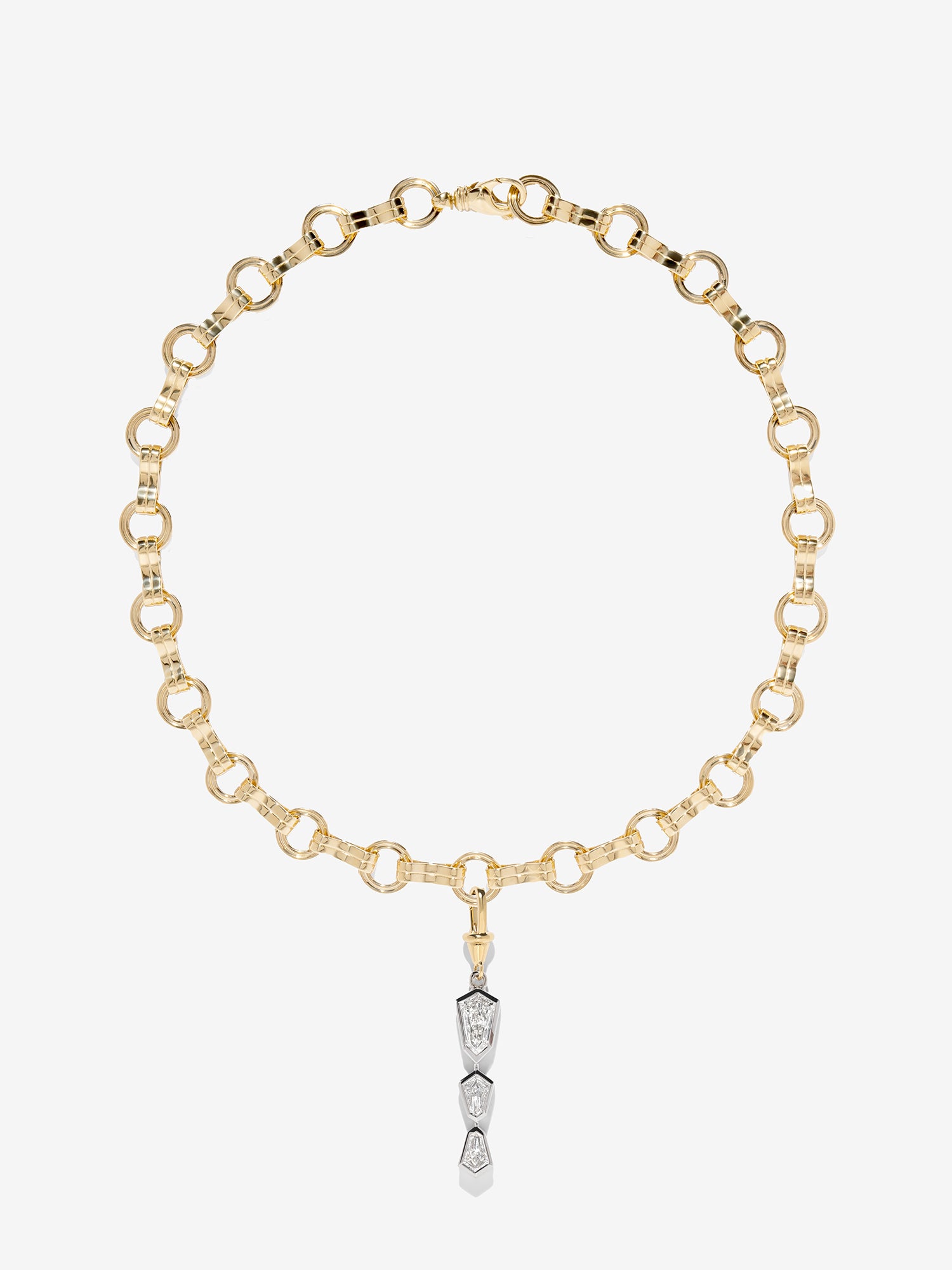 The Robust Motif Chain & Kite Lariat Diamond Charm Necklace | One of a Kind