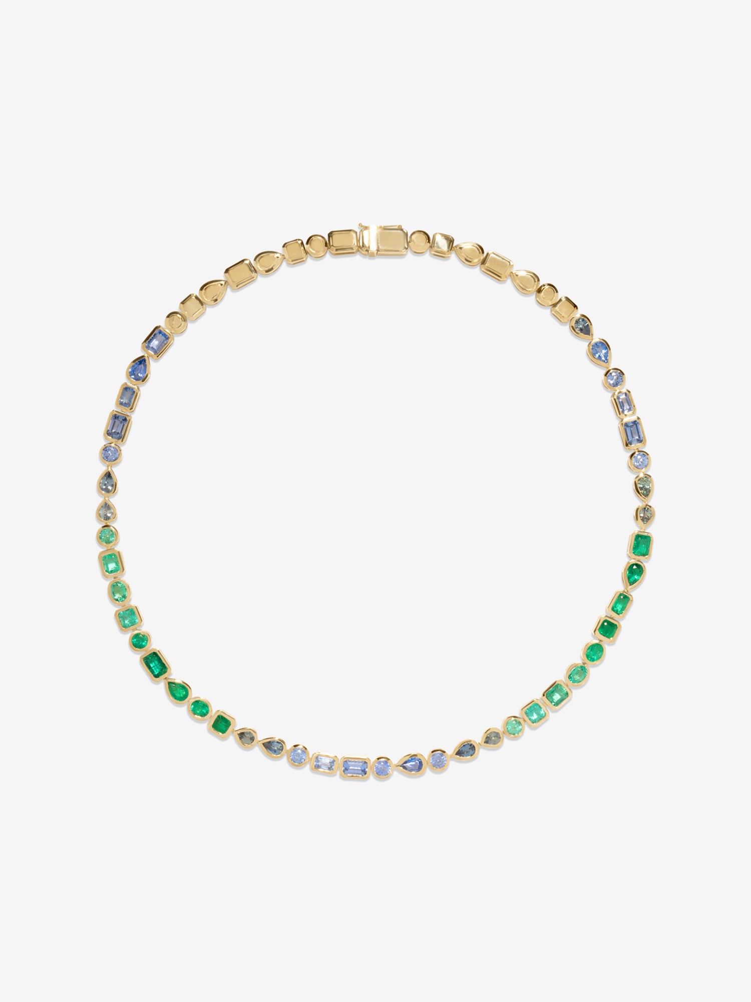 Gradient Emerald and Sapphire Necklace
