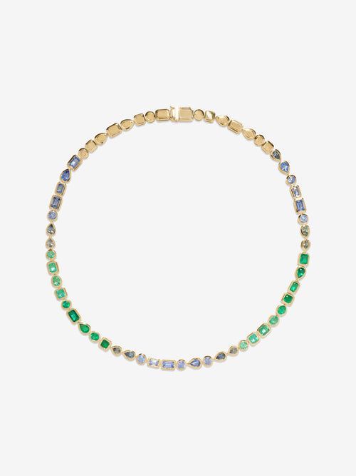 Gradient Emerald and Sapphire Necklace