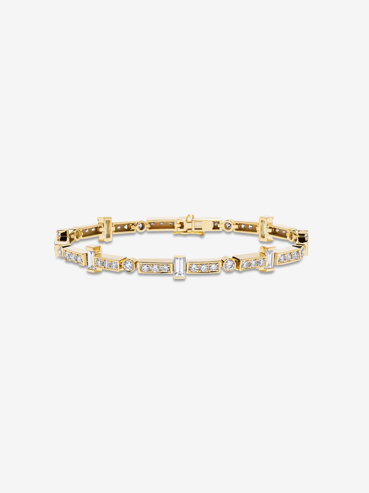 Scattered Gold Bar and Full Diamond Tennis Bracelet