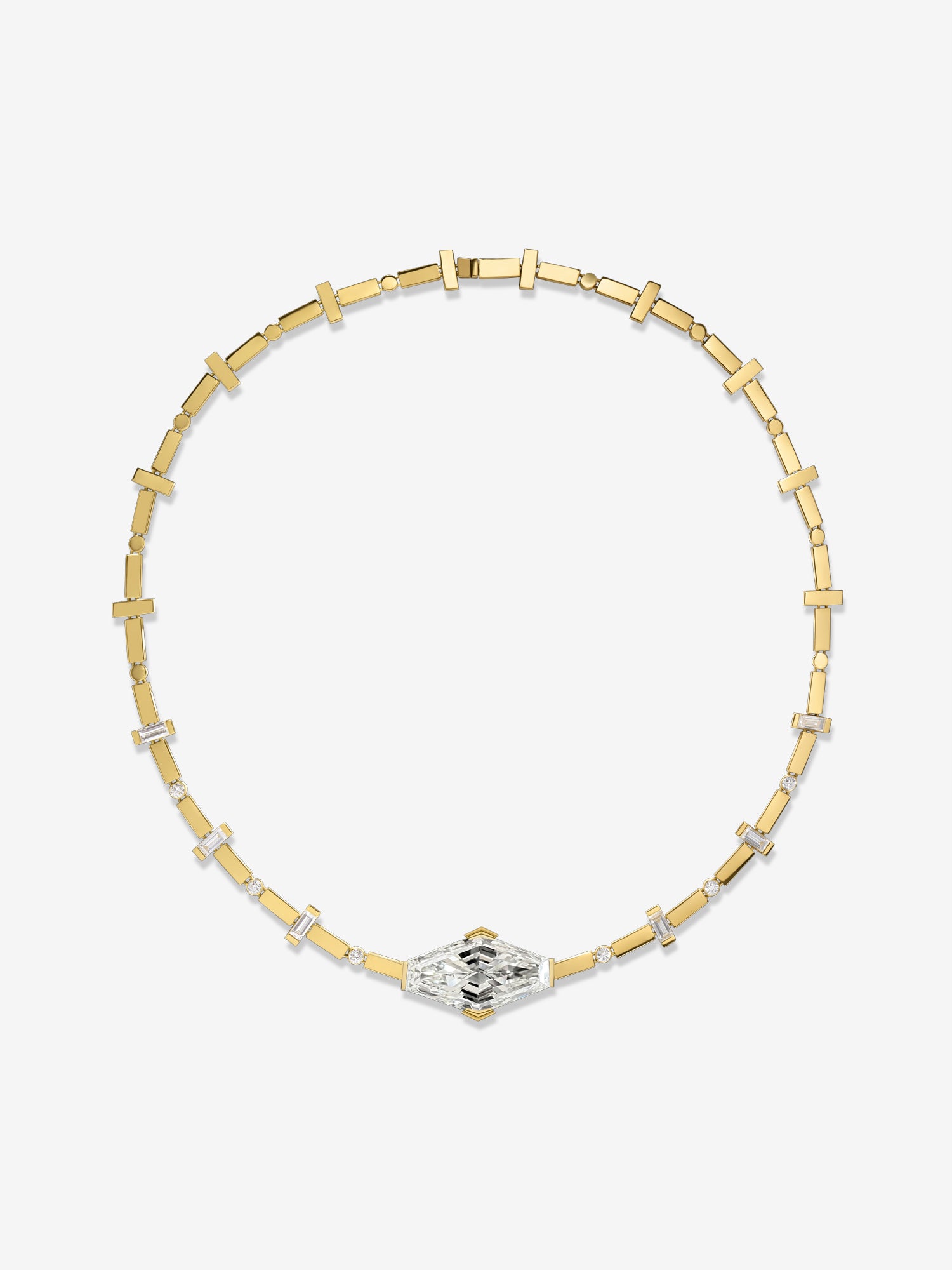 Custom Modified Lozenge Scattered Tennis Necklace