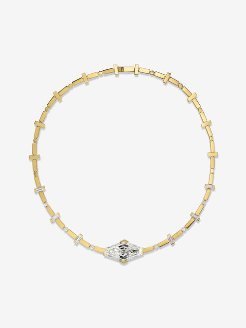 Custom Modified Lozenge Scattered Tennis Necklace
