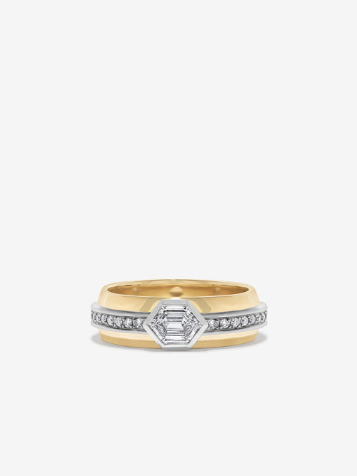 Soft Staircase Elongated Hexagon Pave Ring
