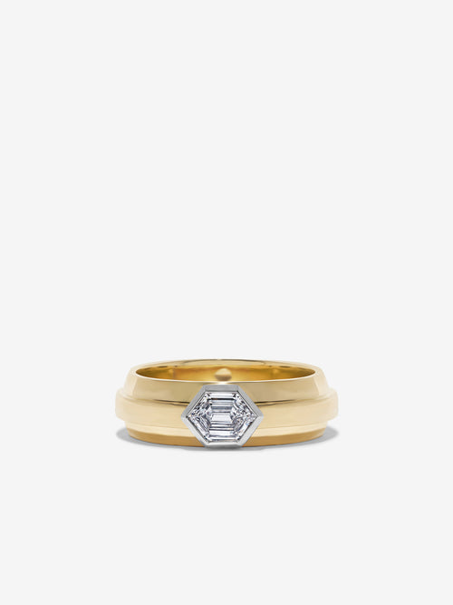 Soft Staircase Elongated Hexagon Ring