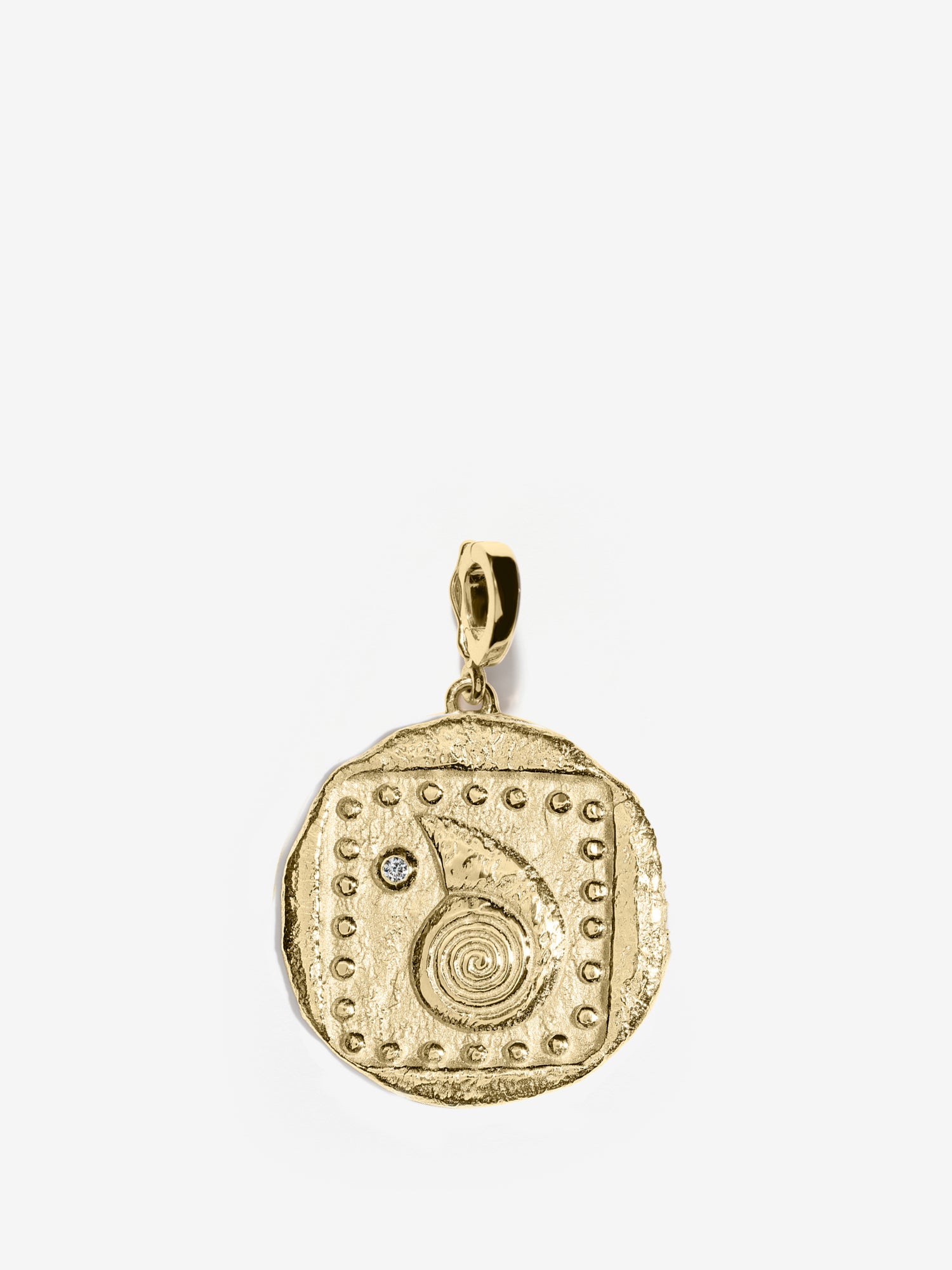 Spiral Seashell Large Diamond Coin Charm