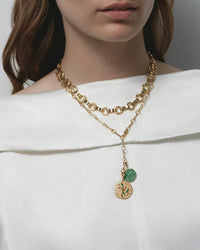 Olive Branch Medium Coin with Emerald Marquise view 2