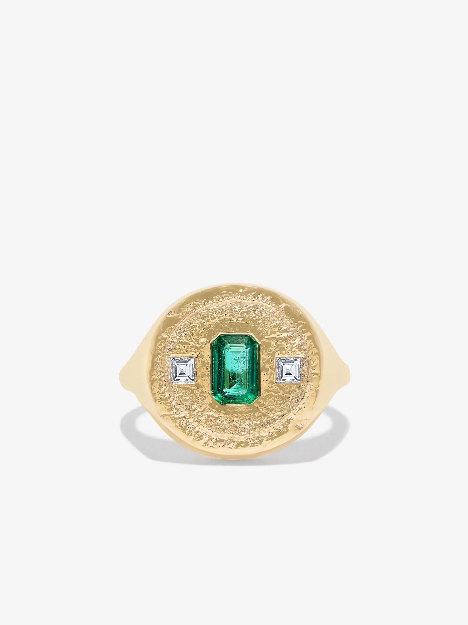 Trio Emerald Signet Ring