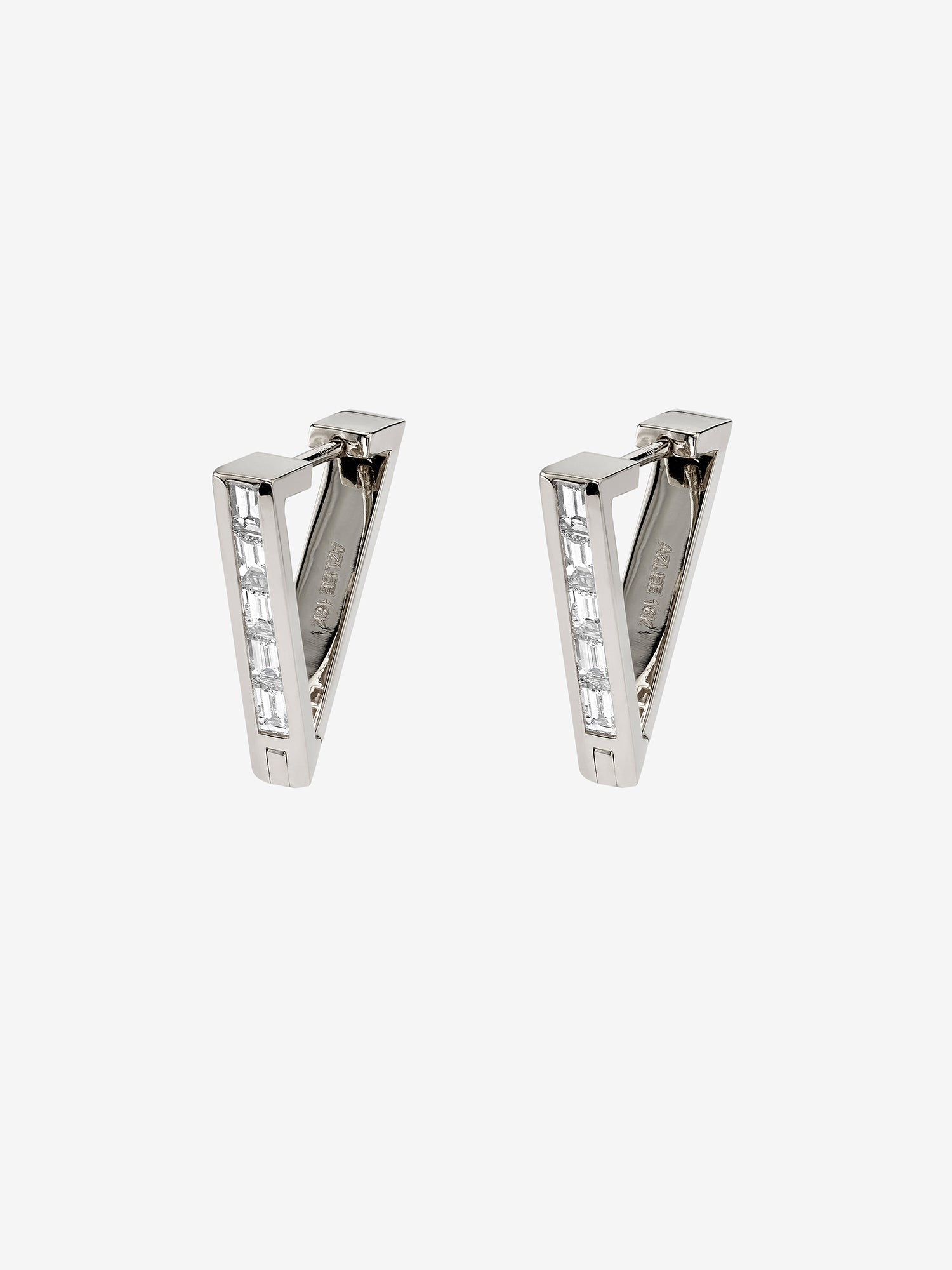 V Baguette Diamond Hoops