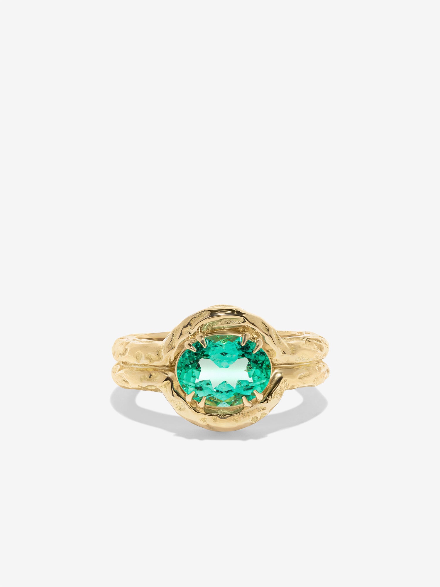 Weathered Contour 2.17ct Oval-Cut Emerald Ring | One of a Kind