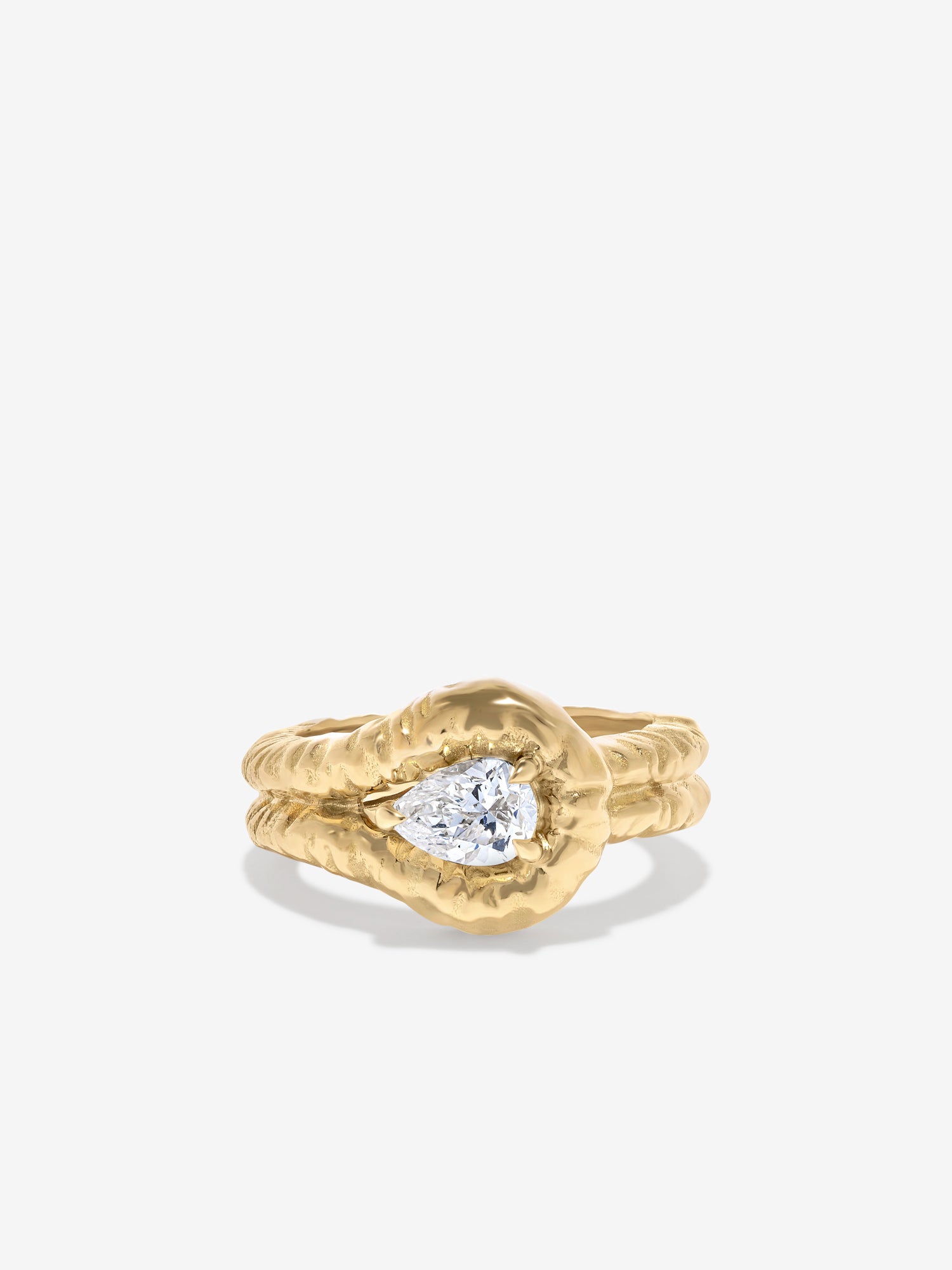 Weathered Dew Drop Single Stone Ring
