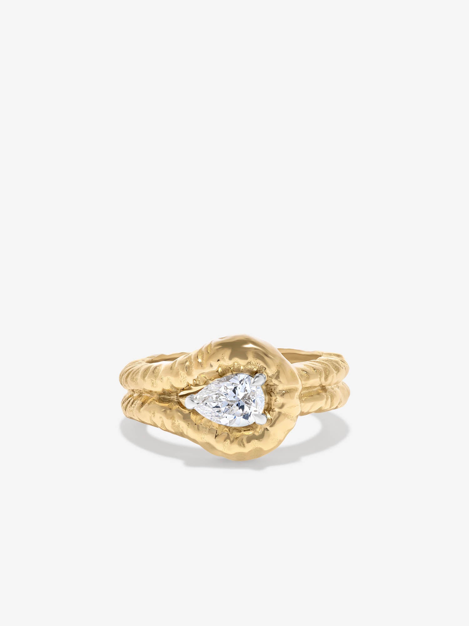 Weathered Dew Drop Single Stone Ring