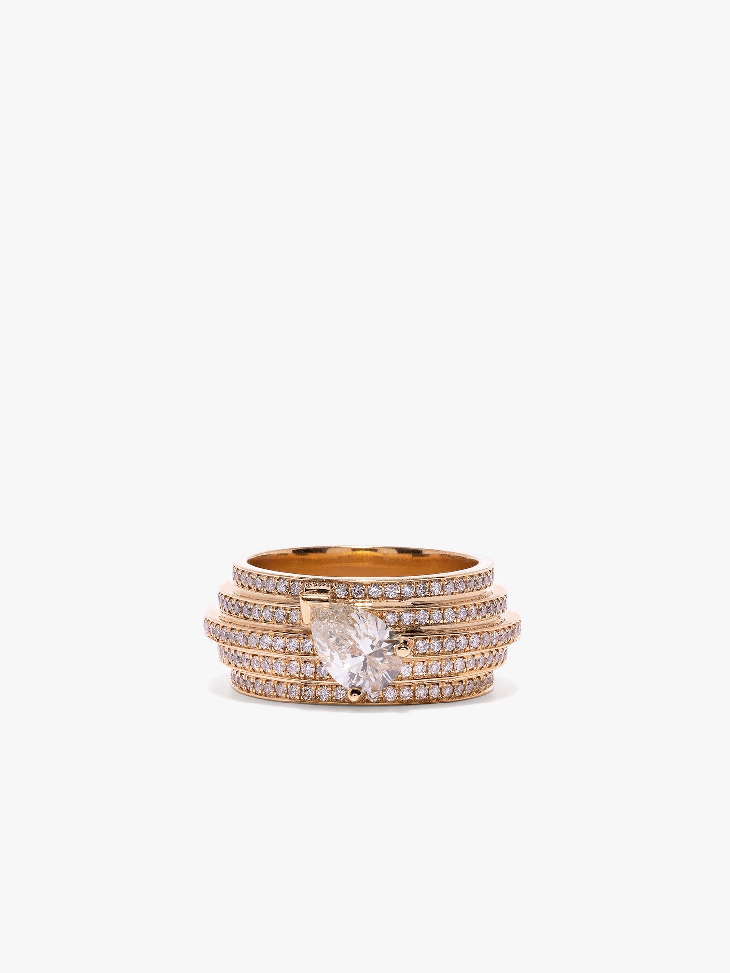 5-tier Pave Diamond Ring with Pear Diamond – AZLEE Jewelry