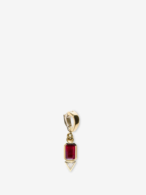 Ruby and Trillion Small Diamond Charm, July