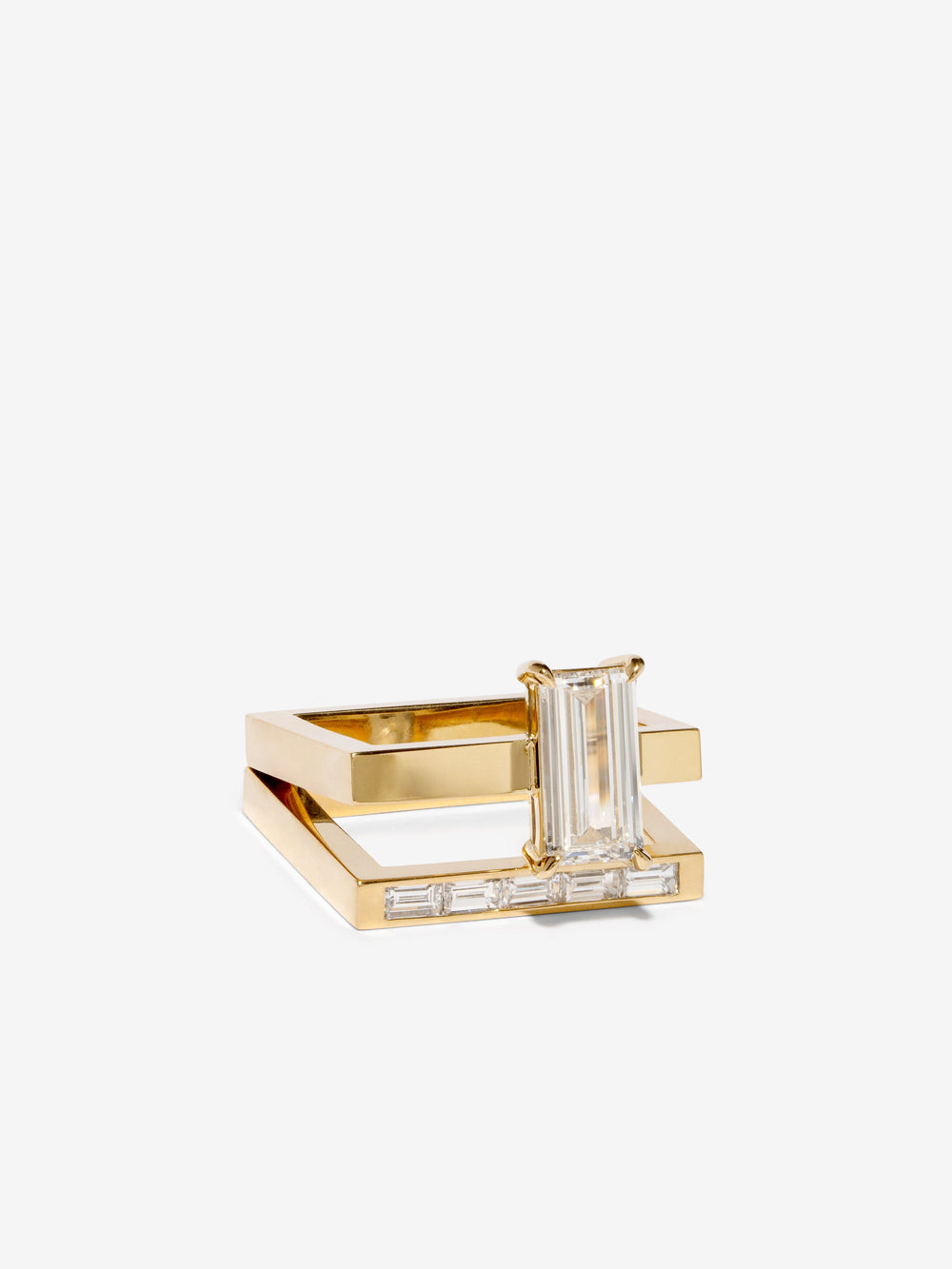 Modern Square Ring Set with Baguette Diamonds – AZLEE Jewelry